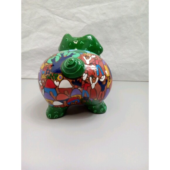 Mexican Piggy‎ Bank Hand Painted Vibrant colors 7X5X4 - Picture 5 of 10